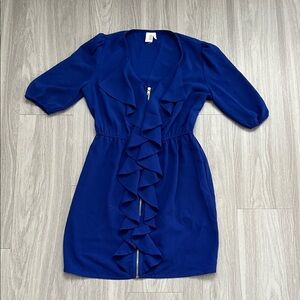 Eloquii Cobalt Blue Ruffle Mini Dress medium